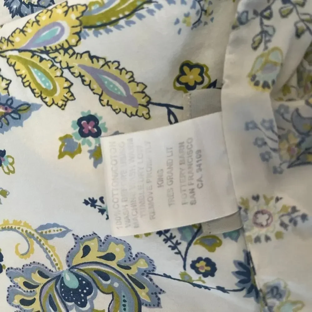 Pottery Barn Annie Paisley 100% Cotton King Flat Sheet